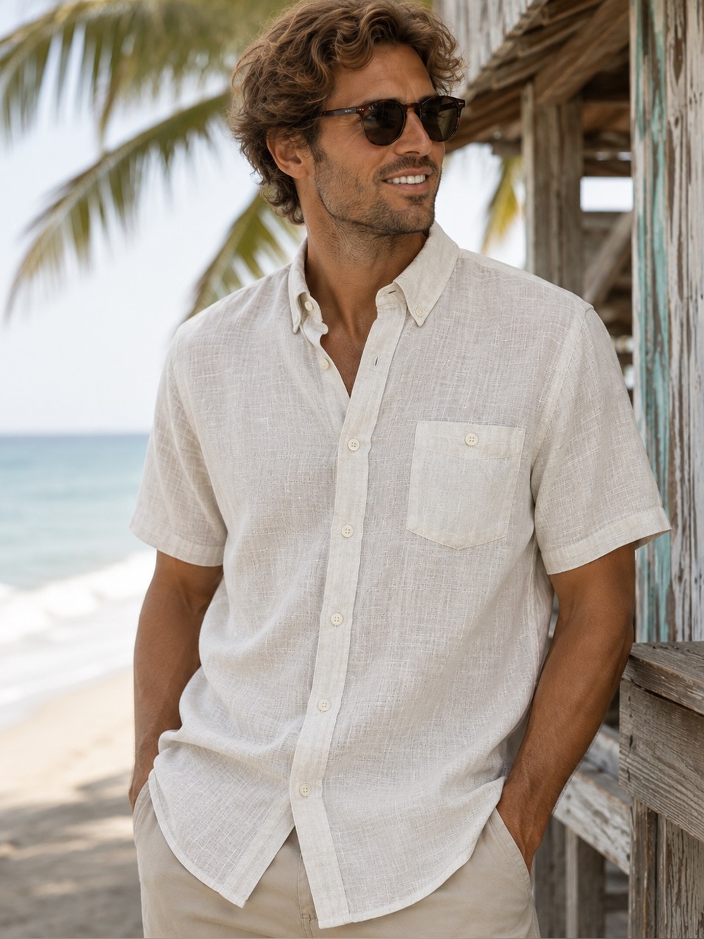 Weatherproof Vintage Linen Cotton Shirt XL White Short Sleeve Button Down